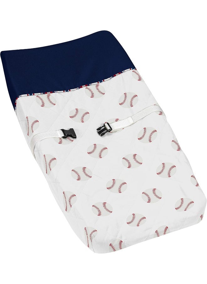 Sweet Jojo Designs Red, White and Blue Changing Pad Cover for Baseball Patch Sports Collection