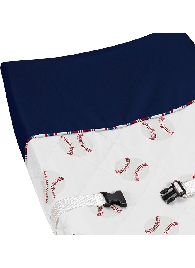 Sweet Jojo Designs Red, White and Blue Changing Pad Cover for Baseball Patch Sports Collection