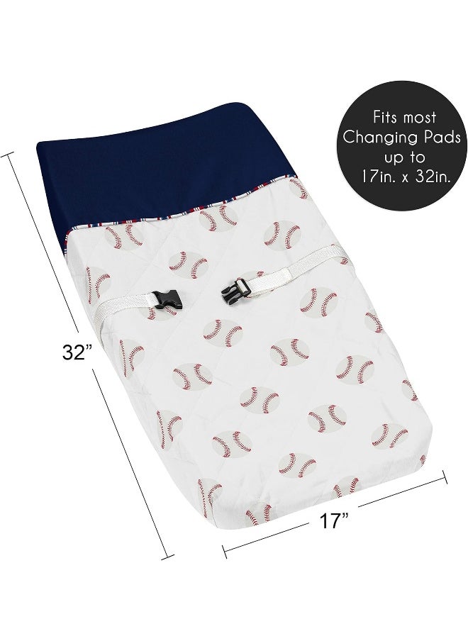 Sweet Jojo Designs Red, White and Blue Changing Pad Cover for Baseball Patch Sports Collection
