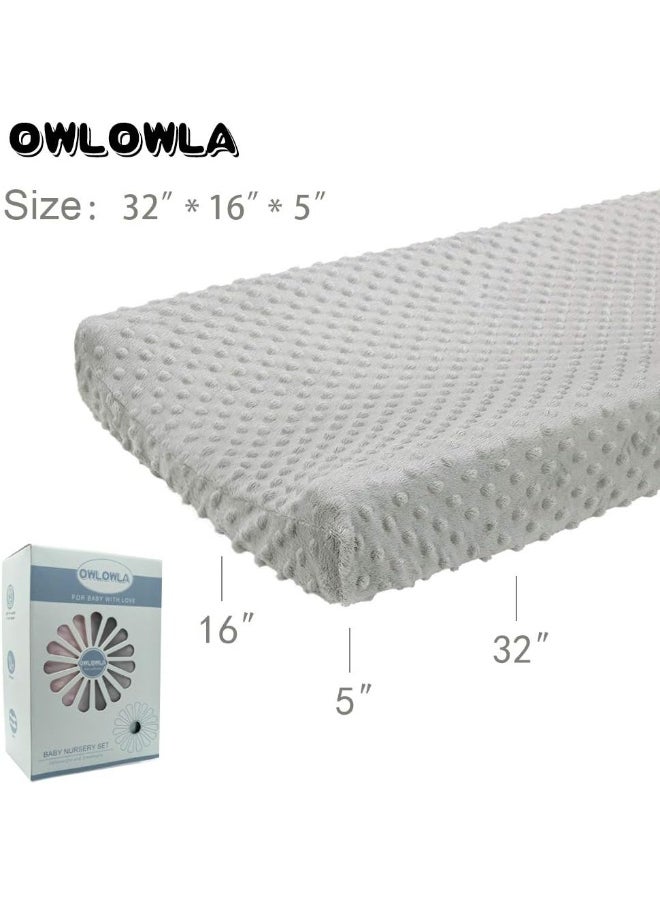 Owlowla Changing Pad Cover, Soft Minky Dots Changing Table Sheets for Baby Boy and Girl 2Pack (Grey/Pink)