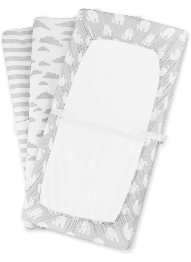 Changing Pad Cover – Premium Baby Changing Pad Covers 4 Pack – Boy or Girl Changing Pad Cover – Pure Jersey Knit Machine Washable Grey and White Changing Table Cover – Diaper Changing Pad Cover Sheets