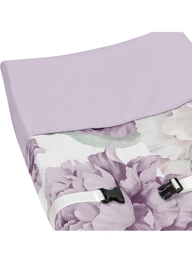 Lavender Purple Boho Shabby Chic Floral Girl Baby Changing Pad Cover Infant Newborn Diaper Table Change Mat Sheet Lilac Violet Ivory Bohemian Vintage Garden Watercolor Flower Nature