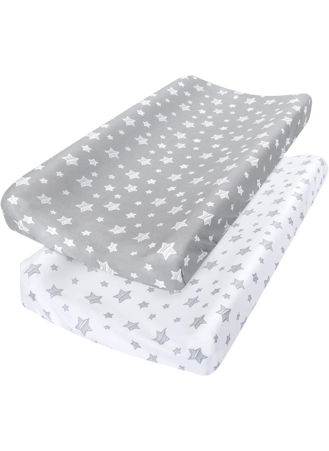 Moonsea Changing Pad Cover for Boys Girls 2 Pack, Lovely Print Soft Unisex Diaper Change Table Sheets, Fit 32