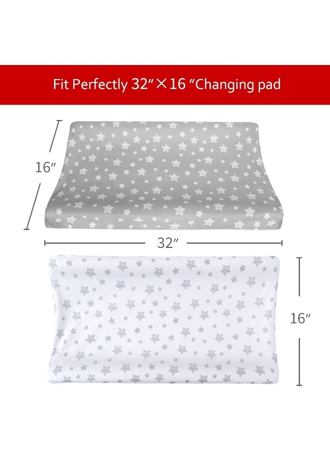 Moonsea Changing Pad Cover for Boys Girls 2 Pack, Lovely Print Soft Unisex Diaper Change Table Sheets, Fit 32
