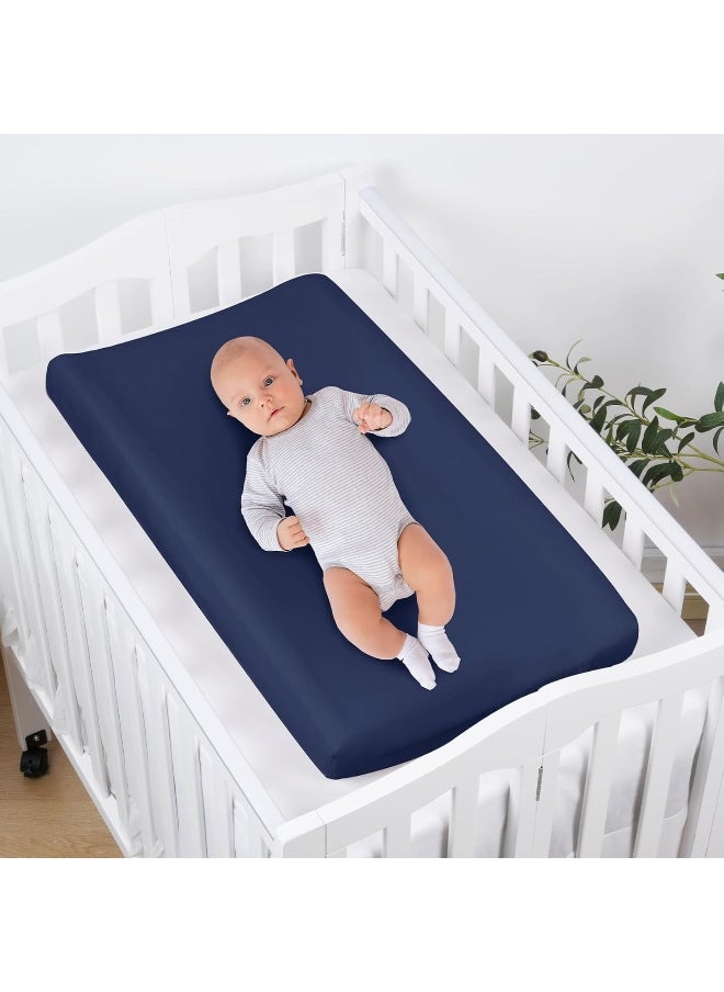 PHF Baby Changing Pad Covers for Boys Girls, 2 Pack Ultra Soft Breathable Microfiber Changing Pad Table Sheets for Most Baby Changing Pads, Light Grey & Navy