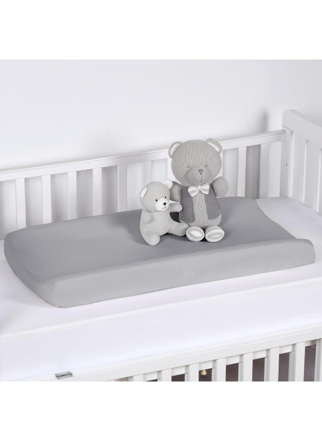 PHF Baby Changing Pad Covers for Boys Girls, 2 Pack Ultra Soft Breathable Microfiber Changing Pad Table Sheets for Most Baby Changing Pads, Light Grey & Navy