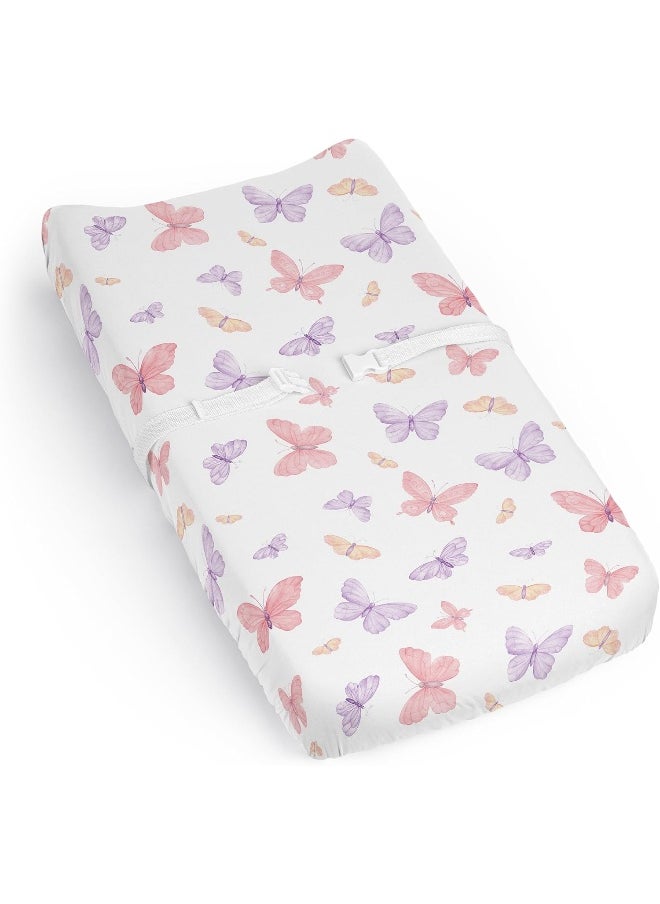 Sweet Jojo Designs Pink and Purple Shabby Chic Butterfly Girl Baby Changing Pad Cover Sheet