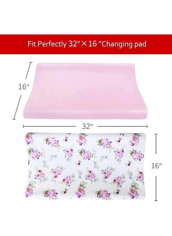 Moonsea Changing Pad Cover for Girls 2 Pack, Lovely Print Soft Diaper Change Table Sheets, Fit 32