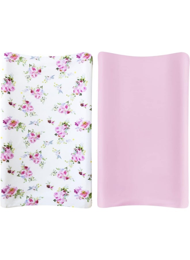 Moonsea Changing Pad Cover for Girls 2 Pack, Lovely Print Soft Diaper Change Table Sheets, Fit 32