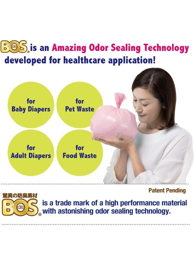 BOS Amazing Odor Sealing Baby Diaper Disposal Bags - Durable and Unscented [Size: M, Color: Pink] (90 count, Pack of 2)