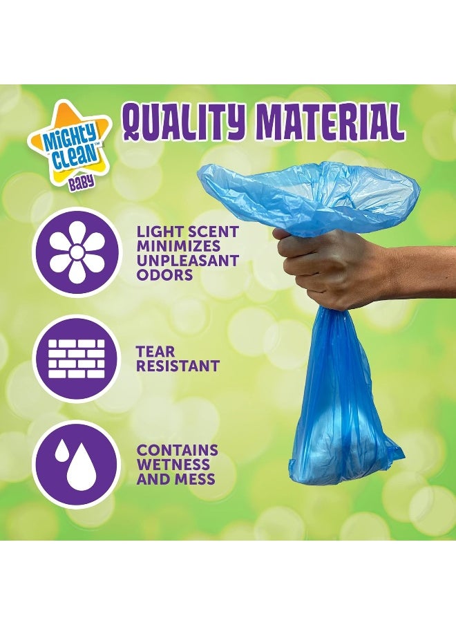 Mighty Clean Baby Disposable Diaper Bag Refill Rolls - Waste Sacks with Light Powder Scent - 72 Count