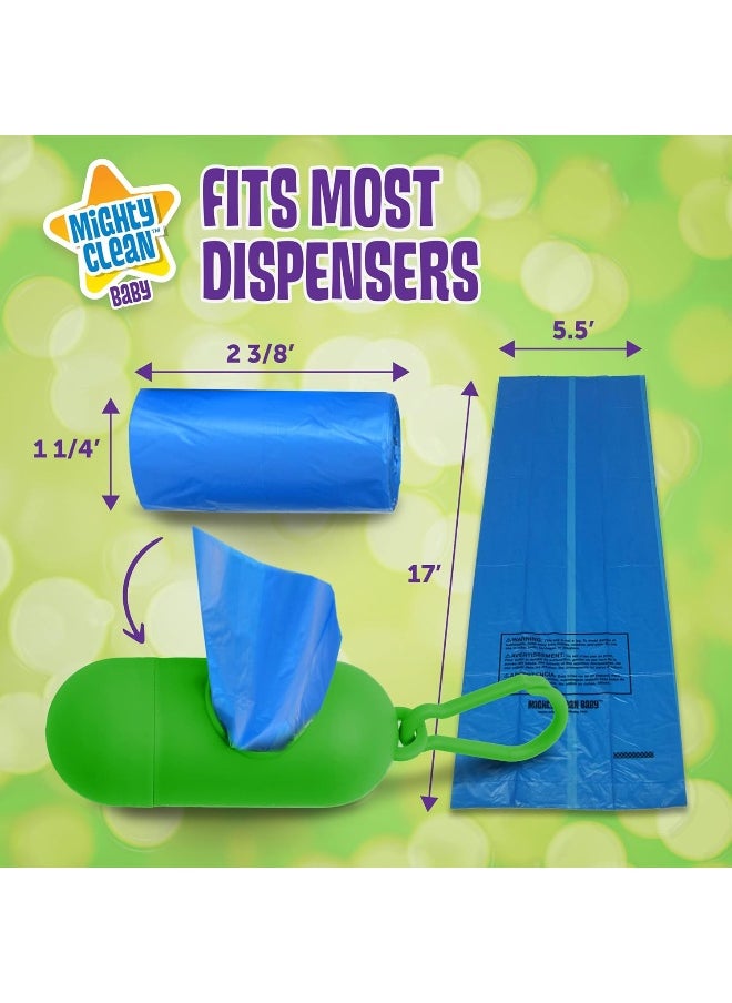 Mighty Clean Baby Disposable Diaper Bag Refill Rolls - Waste Sacks with Light Powder Scent - 72 Count