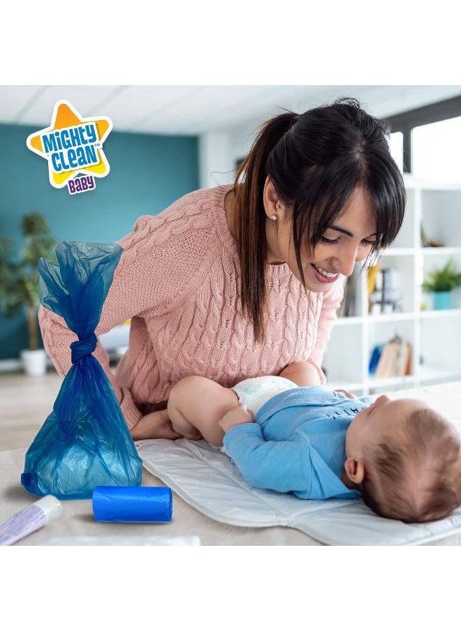 Mighty Clean Baby Disposable Diaper Bag Refill Rolls - Waste Sacks with Light Powder Scent - 72 Count