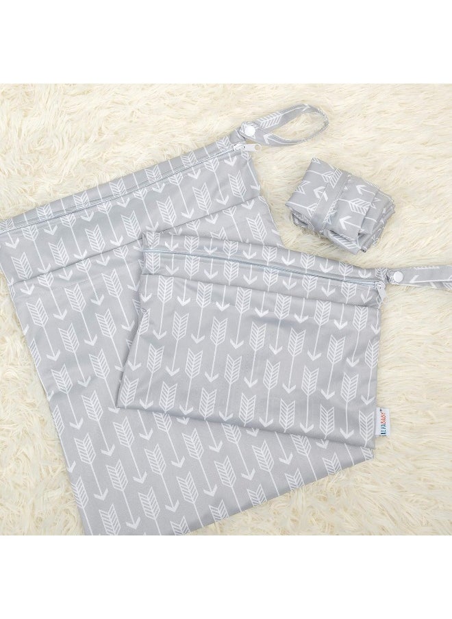 ALVABABY 3pcs Baby Cloth Diaper Wet/Dry Bags|Waterproof Reusable with Two Pockets|Travel, Beach, Pool, Daycare, Soiled Baby Items,Yoga，Gym Bag for Swimsuits or Wet Clothes
