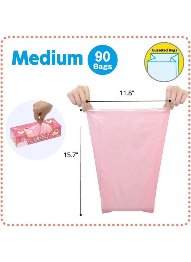 Amazing Odor Sealing Baby Diaper Disposal Bags - Durable and Unscented [Size: M, Color: Pink] (90 count, Pack of 1)