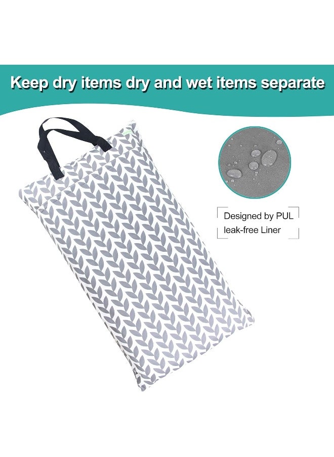 Wegreeco Reusable Hanging Wet Dry Cloth Diaper Bag(2 Pack, Grey Leaf, Grey)