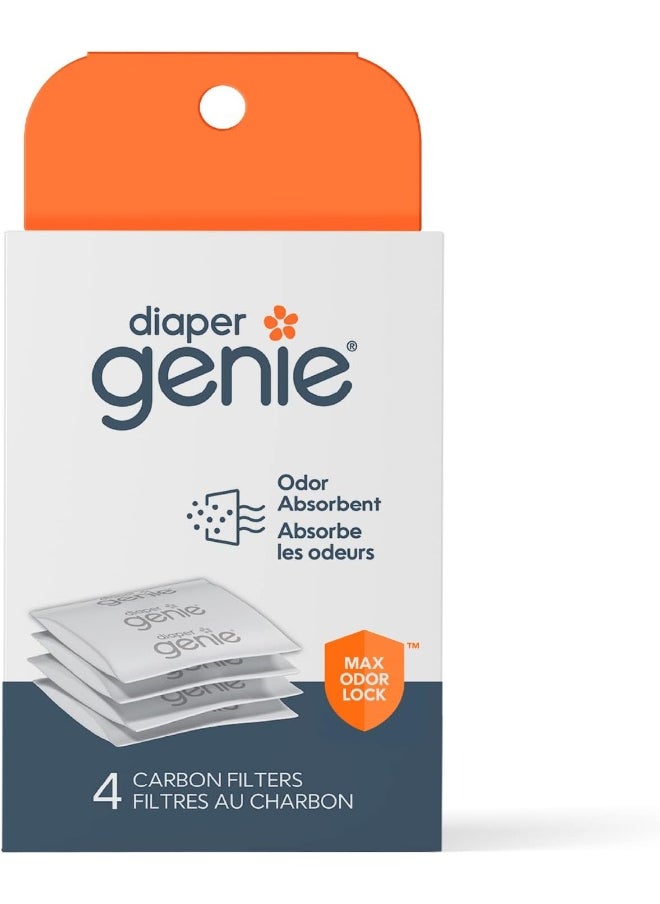 Diaper Genie Carbon Filter (4-Pack) | Diaper Pail Odor Eliminator & Deodorizer | Compatible with the Diaper Genie Complete and Expressions Pail