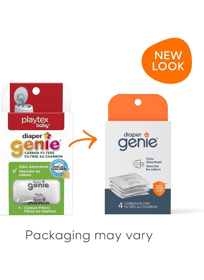 Diaper Genie Carbon Filter (4-Pack) | Diaper Pail Odor Eliminator & Deodorizer | Compatible with the Diaper Genie Complete and Expressions Pail