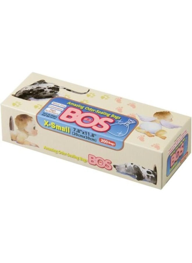 BOS Amazing Odor Sealing Disposable Bags, for Baby Diapers, Pet Waste or Any Sanitary Product Disposal - Durable and Unscented [Size: XS, Color: Pink] (200 Count, Pack of 1)