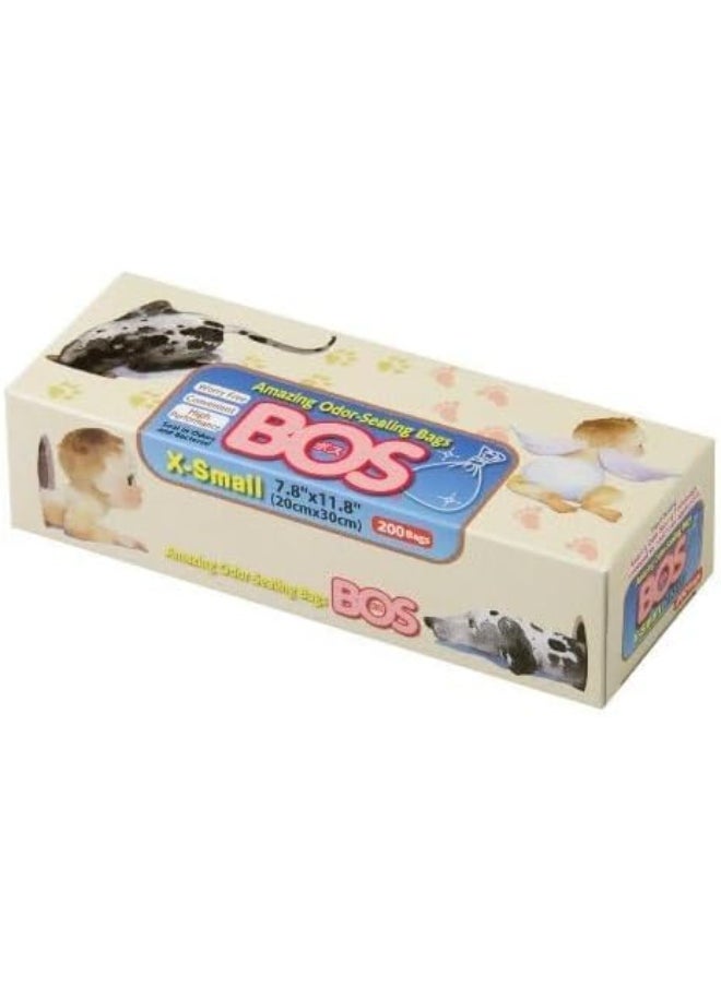 BOS Amazing Odor Sealing Disposable Bags, for Baby Diapers, Pet Waste or Any Sanitary Product Disposal - Durable and Unscented [Size: XS, Color: Pink] (200 Count, Pack of 1)