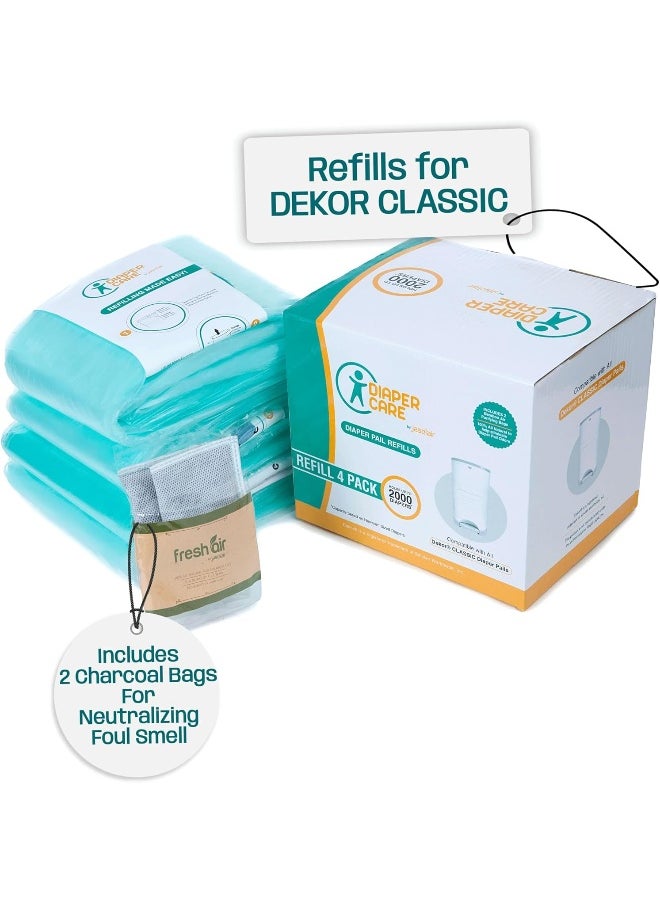 jasclair- Diaper Refill Liners - Compatible With Dekor Classic Regular Size Pail- Baby Scented Refills With Bamboo Charcoal Smell Eliminator Bags