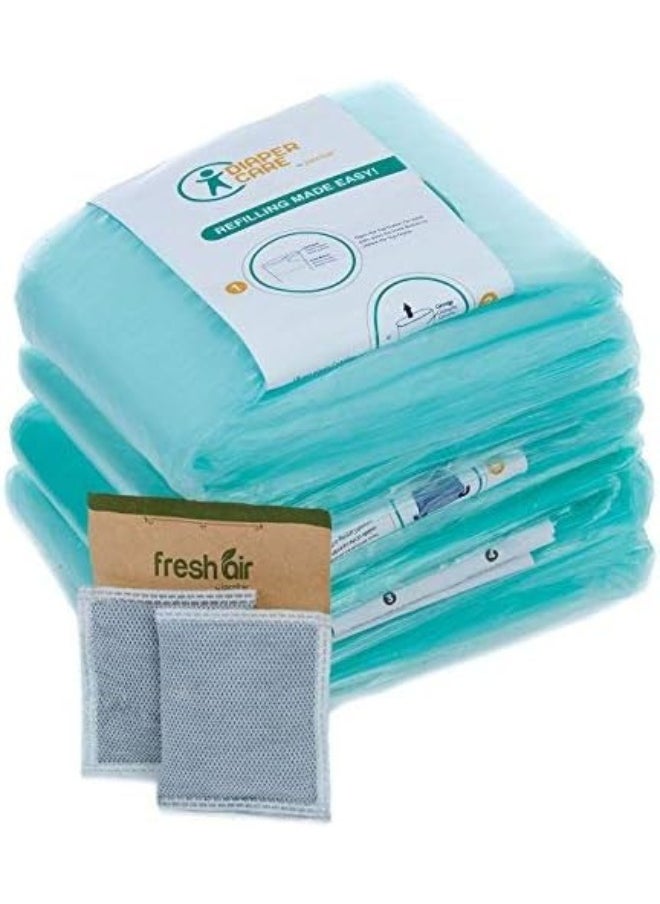 jasclair- Diaper Refill Liners - Compatible With Dekor Classic Regular Size Pail- Baby Scented Refills With Bamboo Charcoal Smell Eliminator Bags