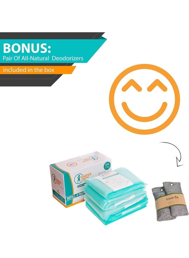 jasclair- Diaper Refill Liners - Compatible With Dekor Classic Regular Size Pail- Baby Scented Refills With Bamboo Charcoal Smell Eliminator Bags