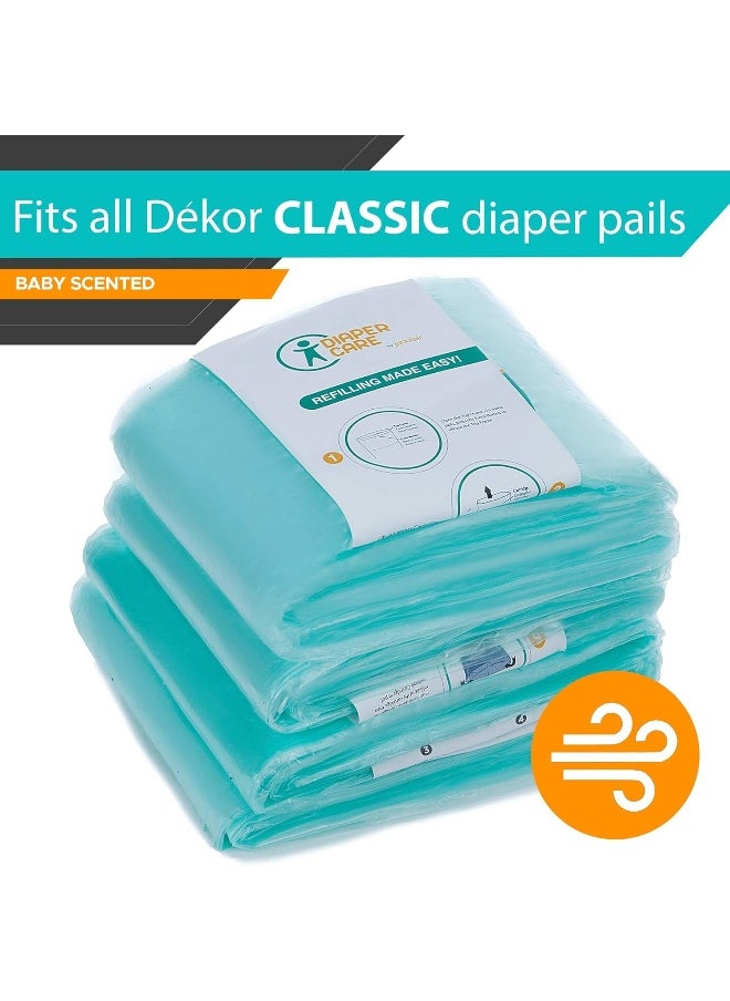 jasclair- Diaper Refill Liners - Compatible With Dekor Classic Regular Size Pail- Baby Scented Refills With Bamboo Charcoal Smell Eliminator Bags