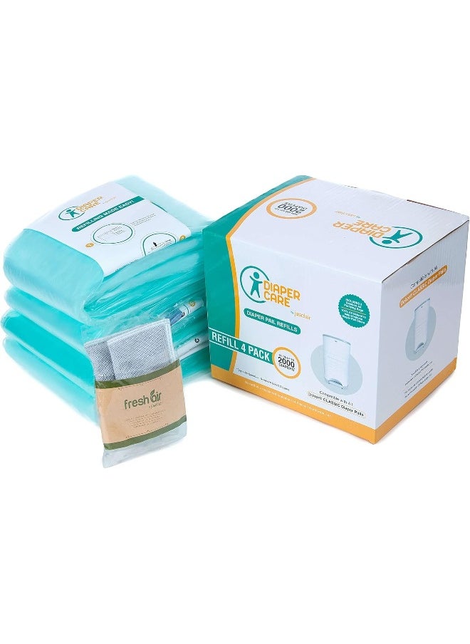jasclair- Diaper Refill Liners - Compatible With Dekor Classic Regular Size Pail- Baby Scented Refills With Bamboo Charcoal Smell Eliminator Bags