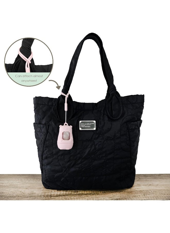 Moodie Teddy Bear Diaper Bag Dispenser | On-the-Go Dispenser With Silicon Strap | 15 Unscented Disposal Bags per Roll | Essential Items (Rosie Pink)