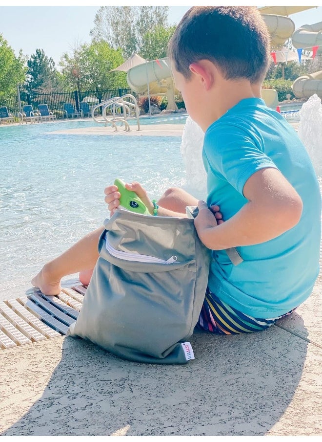 ALVABABY 3pcs Baby Cloth Diaper Wet Dry Bags Waterproof Reusable with Two Pockets Travel Beach Pool Daycare Soiled Baby Items Yoga Gym Bag for Swimsuits or Wet Clothes