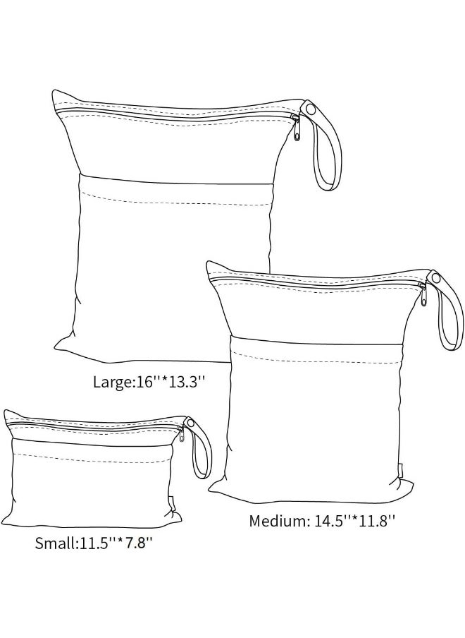 ALVABABY 3pcs Baby Cloth Diaper Wet Dry Bags Waterproof Reusable with Two Pockets Travel Beach Pool Daycare Soiled Baby Items Yoga Gym Bag for Swimsuits or Wet Clothes