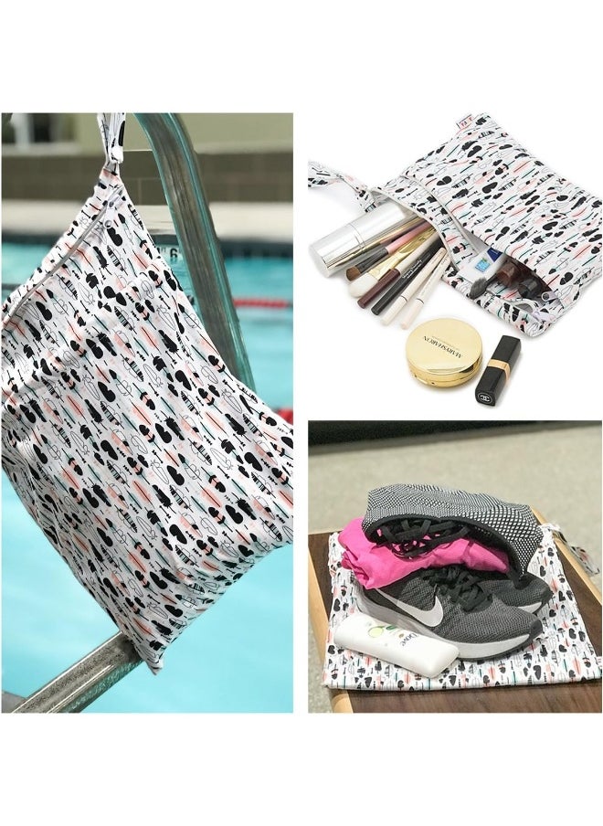 ALVABABY 3pcs Baby Cloth Diaper Wet Dry Bags Waterproof Reusable with Two Pockets Travel Beach Pool Daycare Soiled Baby Items Yoga Gym Bag for Swimsuits or Wet Clothes