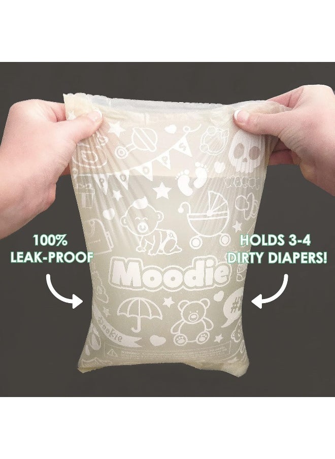 Moodie Teddy Bear Diaper Bag Dispenser | Diaper Bag on the Go Dispenser w/Silicon Strap | 15 LAVENDER SCENTED Diaper Disposal Bags per Roll | Diaper bag essential items (SAGE GREEN)