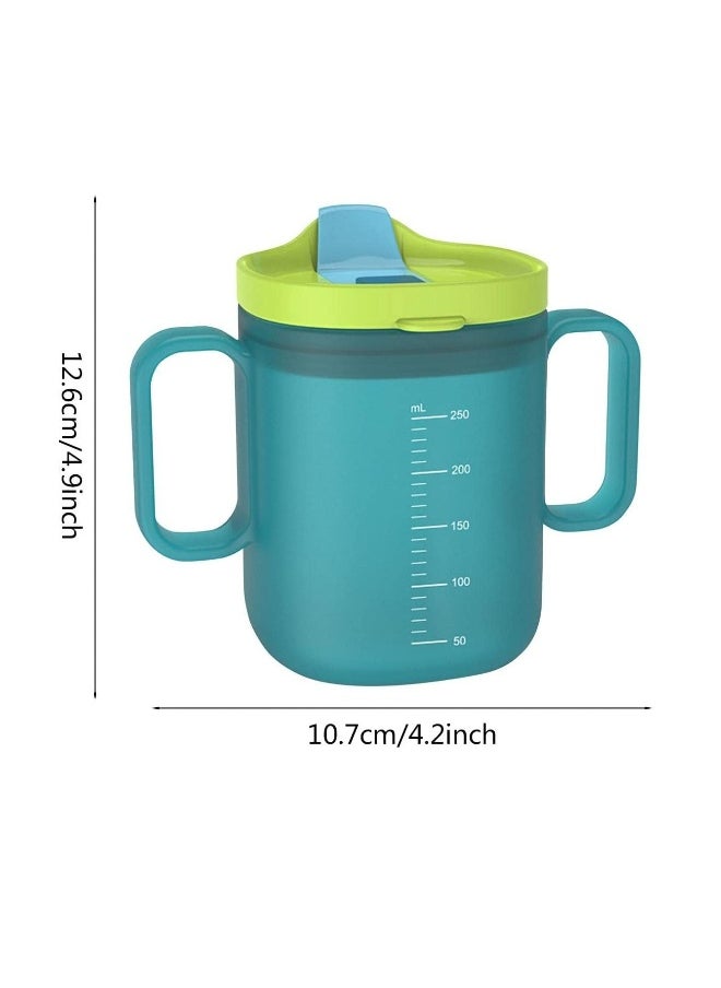 Toddler Sippy Cups with Handles, Spill-proof Water Bottles for 6 Months+, Portable Reusable Trainer Cup for Children (Green, 250ml)