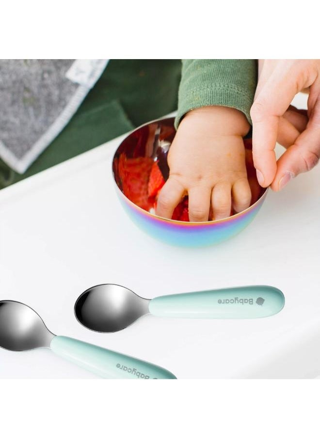 Babycare - Stainless Steel Fork And Spoon Set - Turquoise