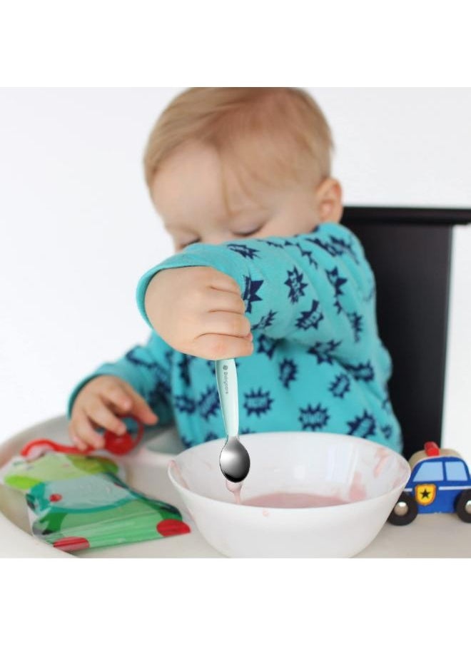 Babycare - Stainless Steel Fork And Spoon Set - Turquoise