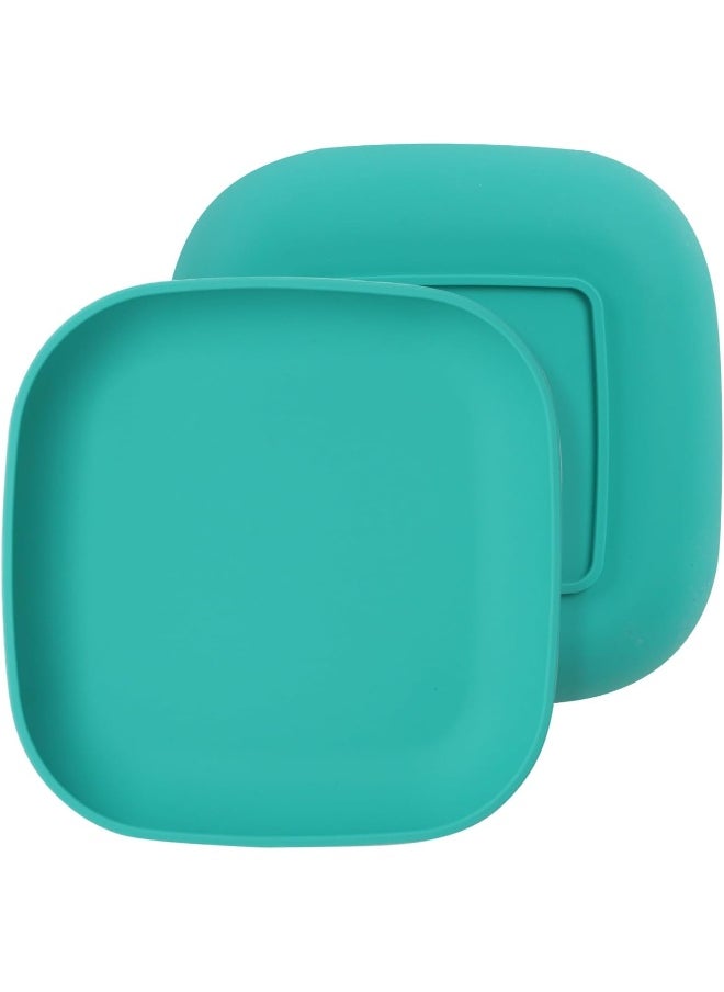 Silicone Toddler Plates, 2 Pack Undivided Baby Self Feeding Utensils, BPA Free, Microwave, Oven and Dishwasher Safe (Green)