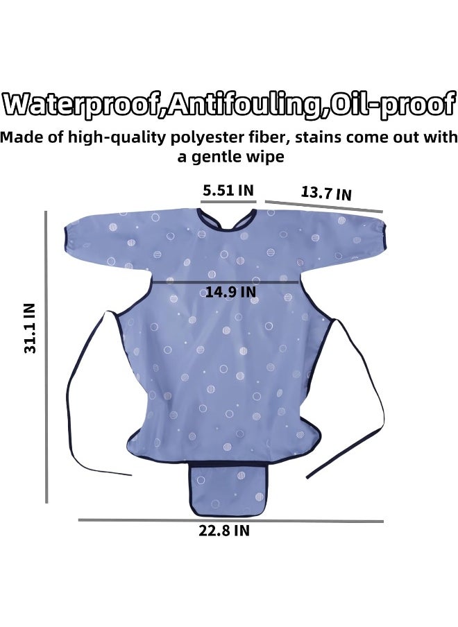 MOTEERLLU Coverall Baby Feeding Bib for Eating, Long Sleeves Bib Attaches to Highchair and Table, Weaning Bibs