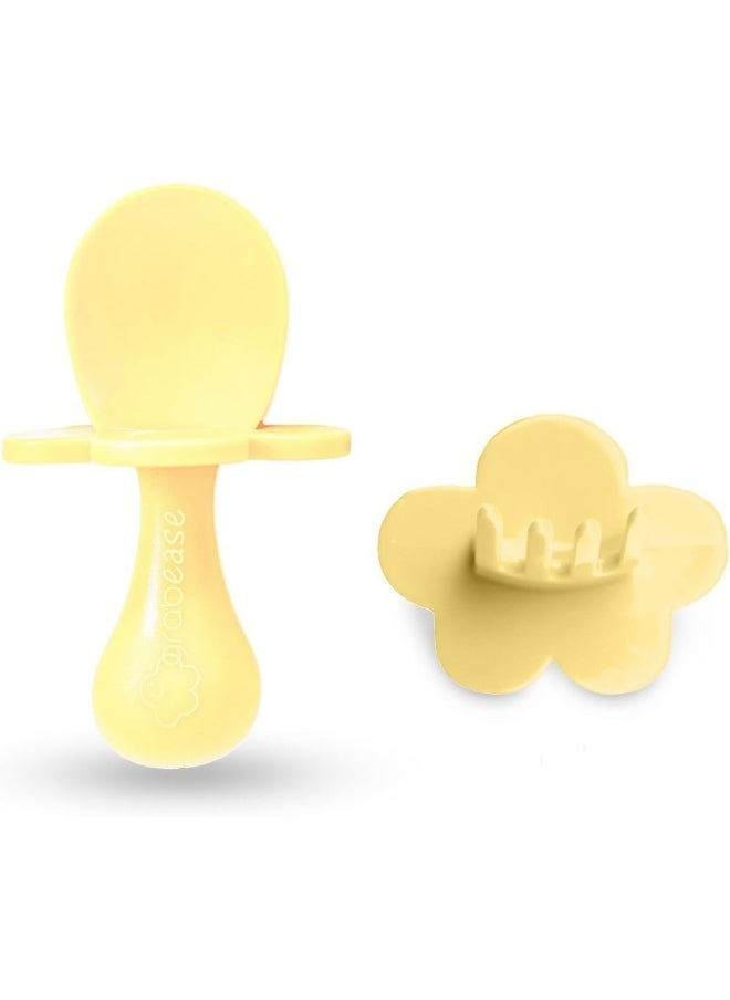 Grabease Baby and Toddler Self-Feeding Utensils – Spoon and Fork Set for Baby-Led Weaning – Made of Non-Toxic Plastic – Featuring Protective Barriers to Prevent Choking and Gagging