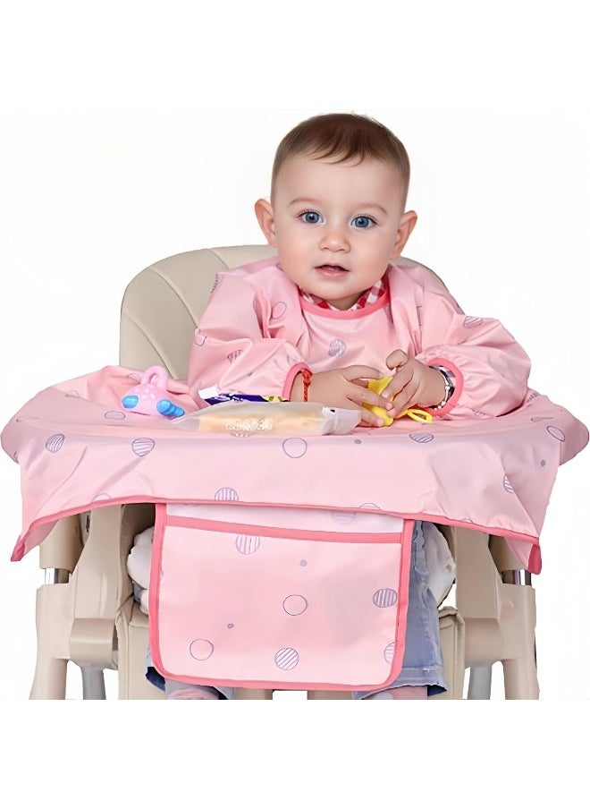 Coverall Baby Feeding Bib for Eating, Long Sleeves Bib Attaches to Highchair and Table, Anti-Dirty Weaning Bibs, Toddler Wipe Clean Waterproof for Baby Self-feeding