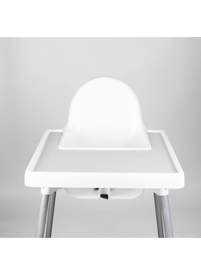Lomgwumy High Chair Placemat, Long Lasting High Chair Placemat Silicone, Clean and Hygienic, Suitable for IKEA Antilop Highchai, for Toddlers and Babies (White)