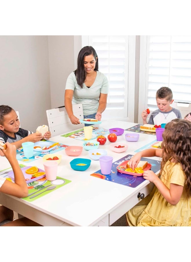Hapinest 6 Pack Reusable Non Slip Educational Placemats for Toddlers and Kids