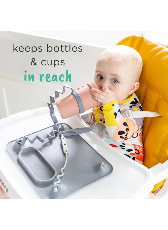 Busy Baby Bottle Bungee - Sippy Cup Strap - Keep Bottles and Sippy Cups Off The Floor - Great for Babies, Toddlers and Kids - Food Grade Silicone - Dishwasher Safe - Tan