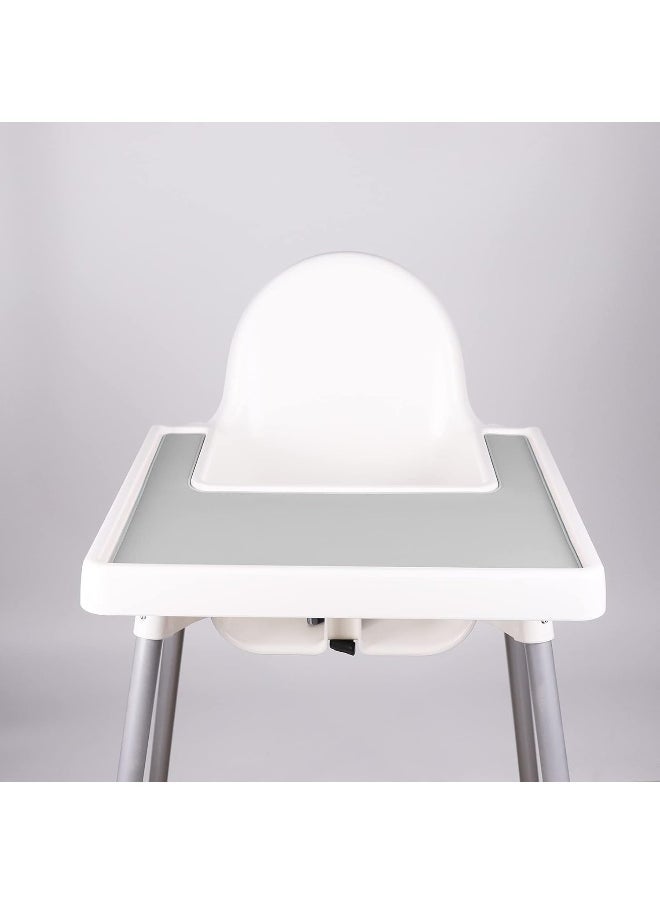 Lomgwumy High Chair Placemat, Durable High Chair Placemat Silicone, Clean and Hygienic, Suitable for IKEA Antilop Highchai, for Toddlers and Babies (Light Gray)