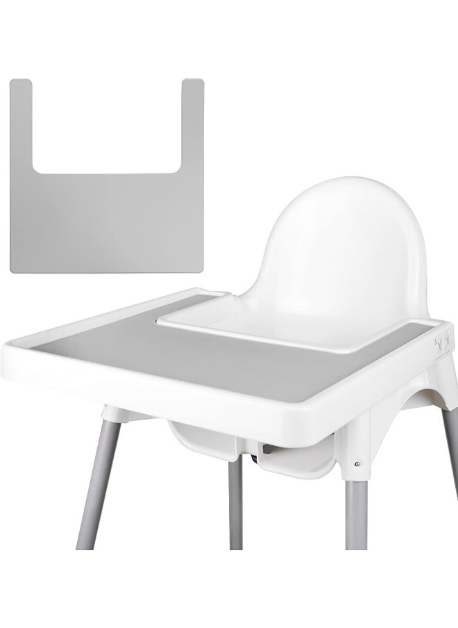 Lomgwumy High Chair Placemat, Durable High Chair Placemat Silicone, Clean and Hygienic, Suitable for IKEA Antilop Highchai, for Toddlers and Babies (Light Gray)
