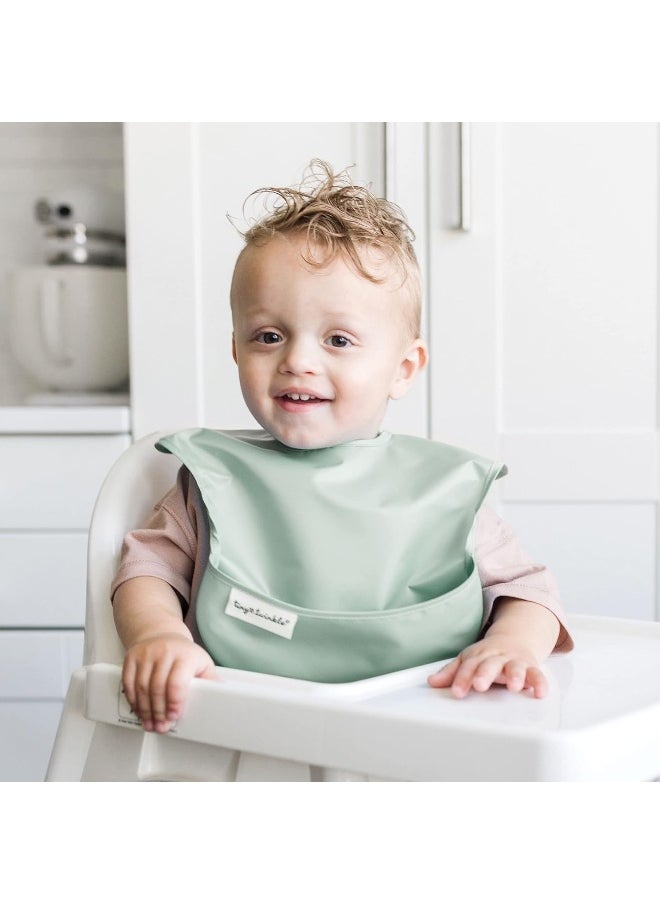 Tiny Twinkle Mess-Proof Baby Bib - Waterproof Bib for Baby Boy or Girl - Machine Washable - Adjustable Closure - PVC, BPA, & Phthalate Free - Great for Travel - Baby Food Bibs (3 Pack, Cowboy)
