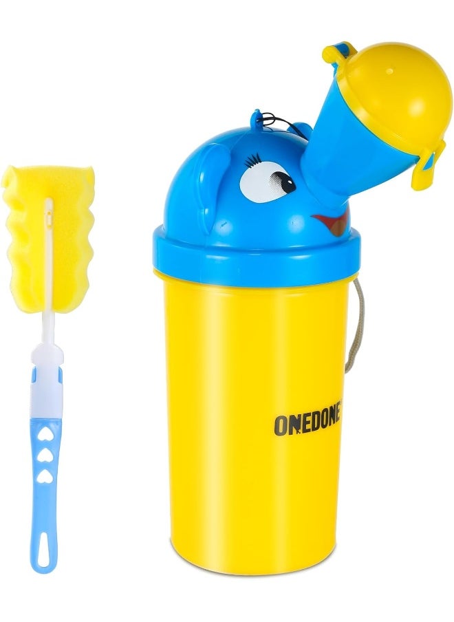 ONEDONE Portable Urinal for Kids 17 OZ Pee Bottle with Clean Brush Travel Urinal for Kids Baby Child Pee Cup for Boys Emergency Toilet for Camping Car Travel and Kid Potty Training