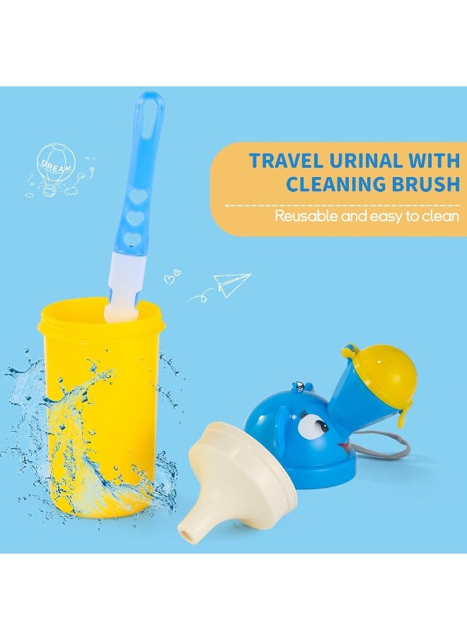 ONEDONE Portable Urinal for Kids 17 OZ Pee Bottle with Clean Brush Travel Urinal for Kids Baby Child Pee Cup for Boys Emergency Toilet for Camping Car Travel and Kid Potty Training