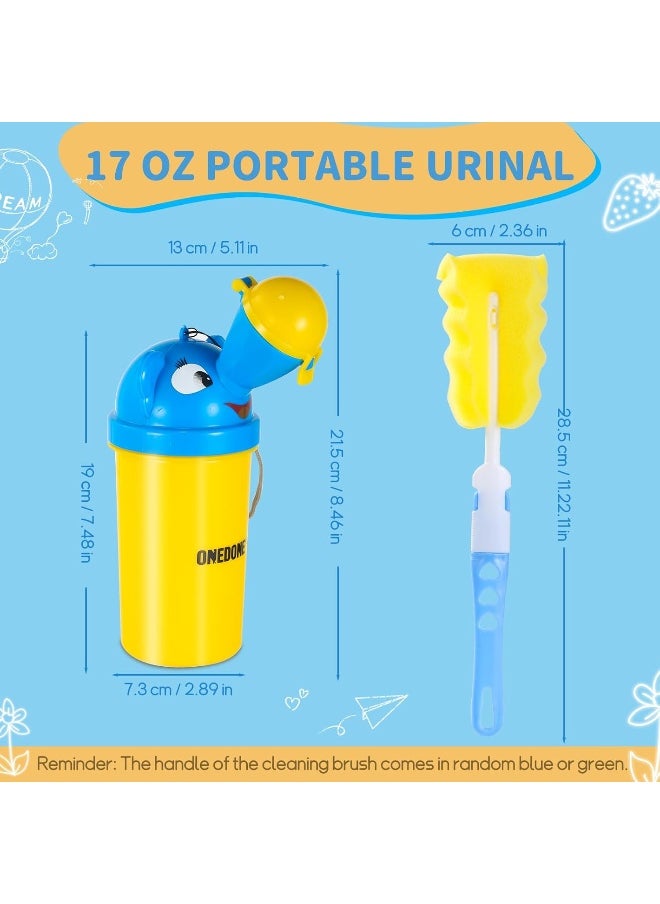 ONEDONE Portable Urinal for Kids 17 OZ Pee Bottle with Clean Brush Travel Urinal for Kids Baby Child Pee Cup for Boys Emergency Toilet for Camping Car Travel and Kid Potty Training